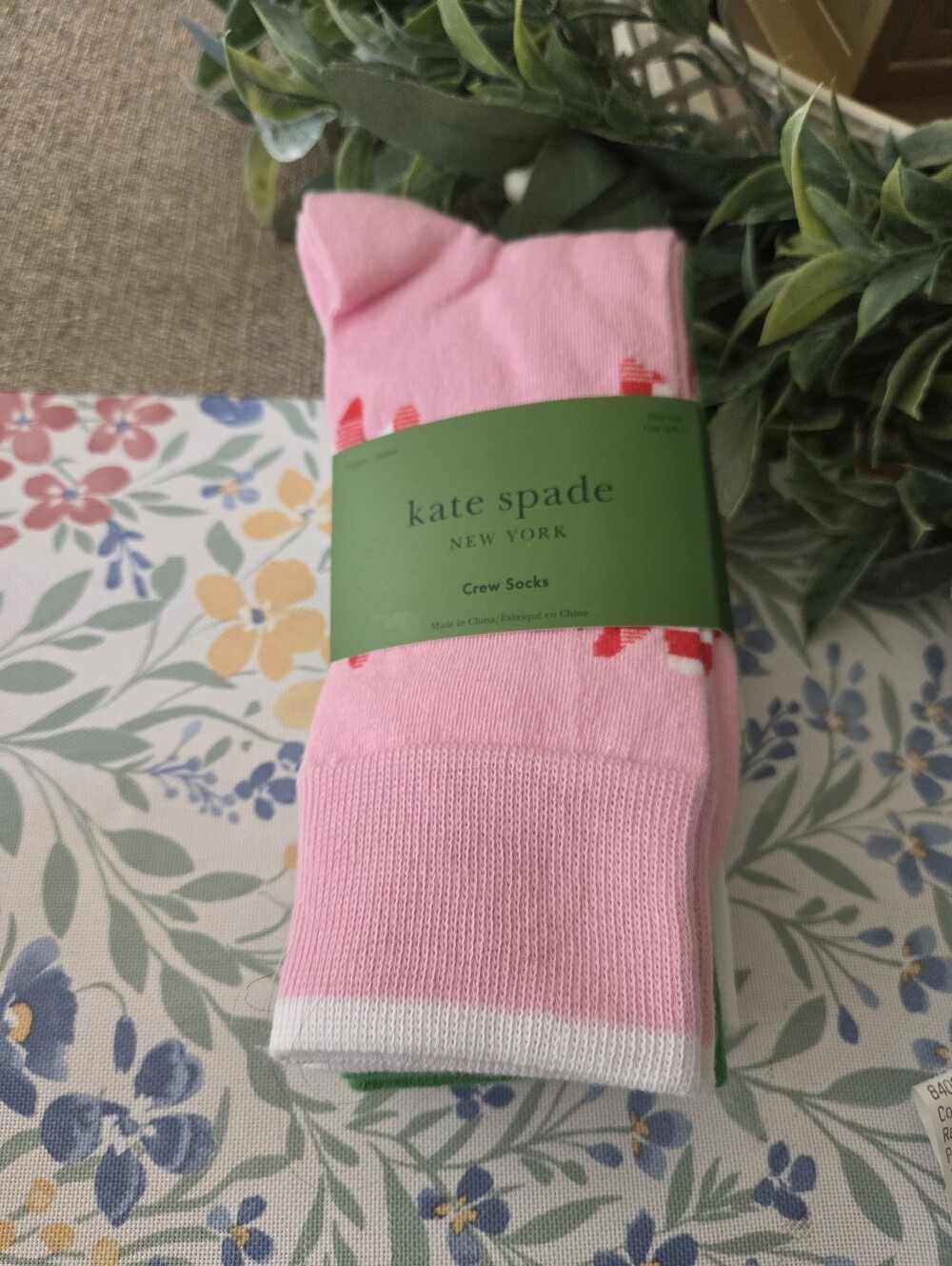 kate spade Pink Floral Accent Crew Socks, Set Of Three